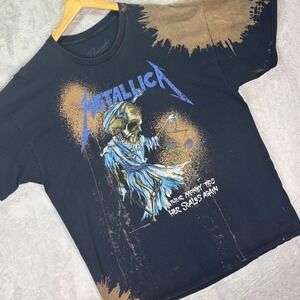 Metallica Men's Bravado Graphic Band T-Shirt Bleach Distressed Black Sz XL Metal